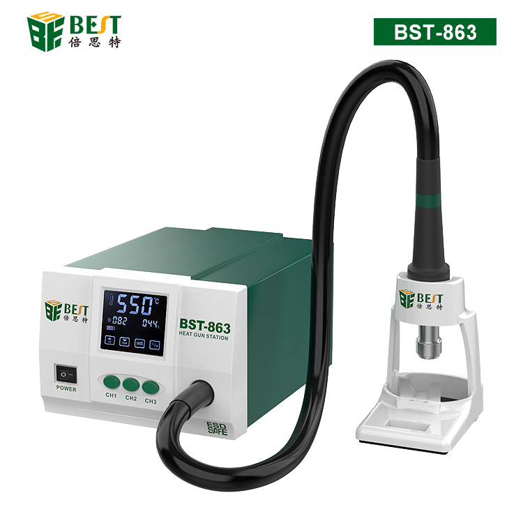 BST-863 智能數顯觸控恒溫熱風槍 數顯液晶觸控無鉛手機維修產業級高頻可調熱風拆焊臺